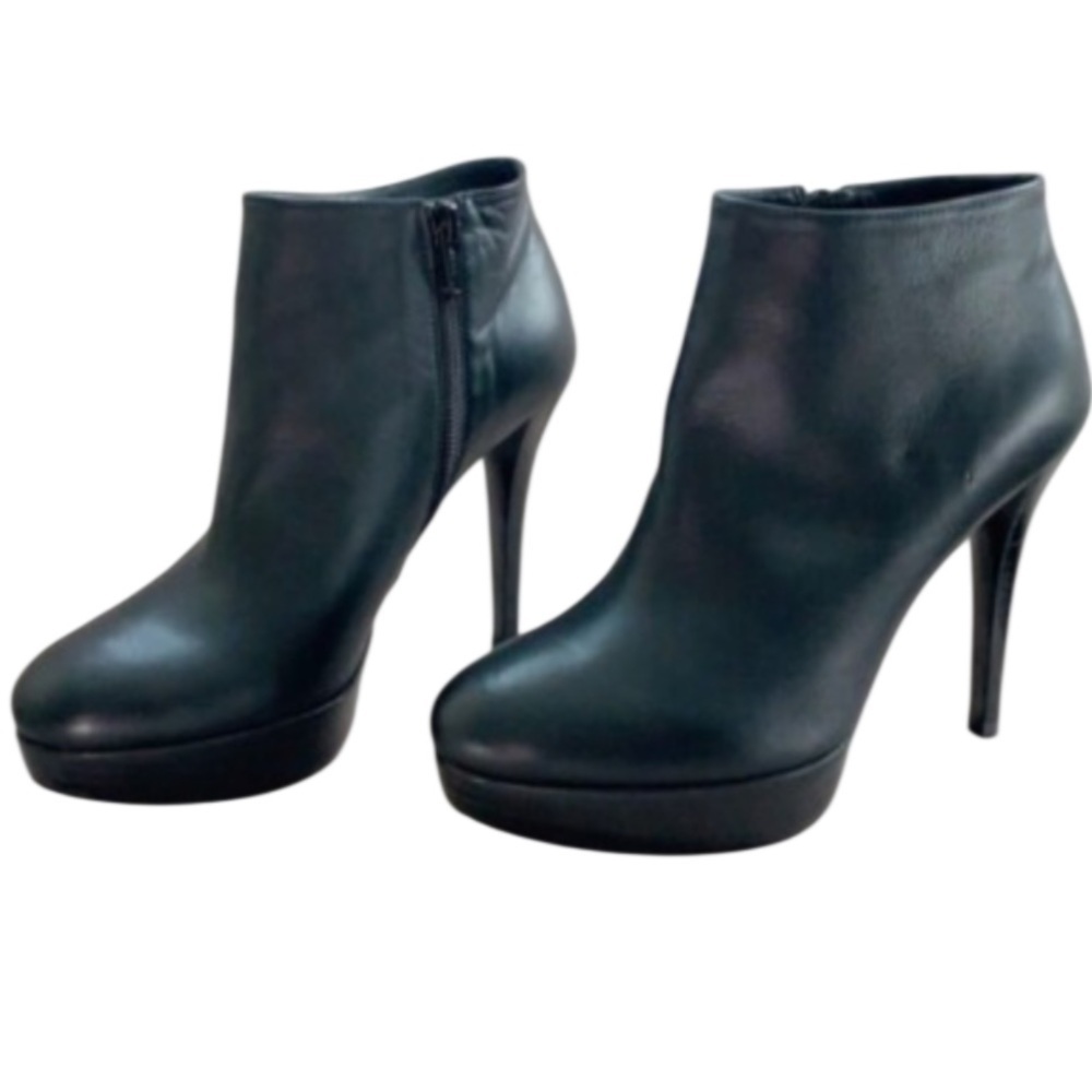 Stuart Weitzman Napa Leather Black Platform Gran Booties - Size 10